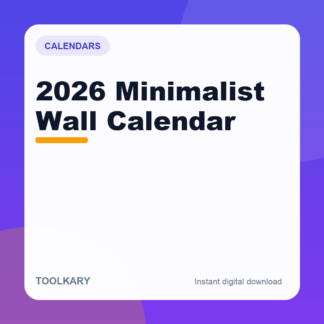 2026 Minimalist Wall Calendar (Printable)